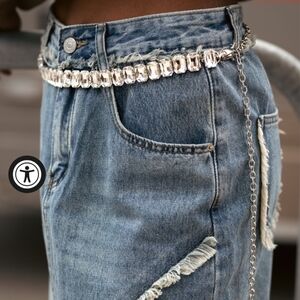 Silver Gemstone Chain Belt